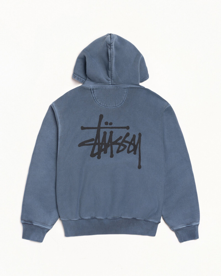 osnovna stüssy jopa s kapuco z zadrgo pigmentirano barvana
