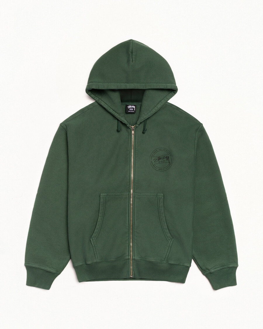 stüssy wear zip hoodie pigment dyed